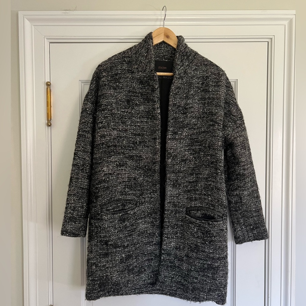 Maje wool coat (leather details)